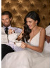 V Neck Ivory Satin Tulle Classic Wedding Dress